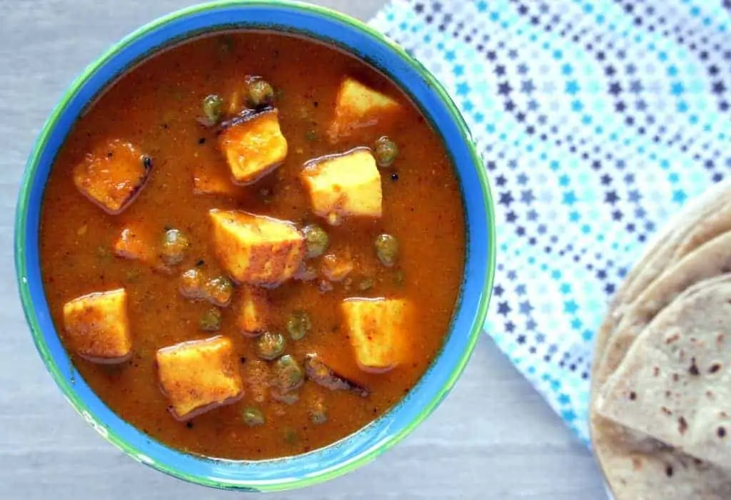 Matar Paneer is served