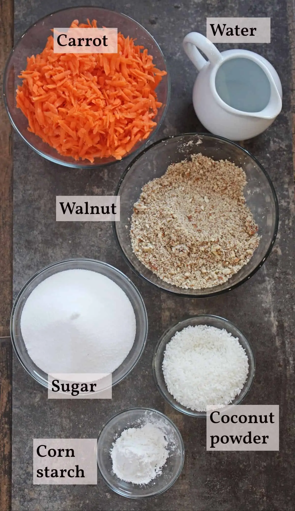 Ingredients needed to make Turkish Cezerye dessert