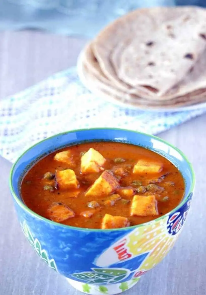 Mutter Paneer in a bowl