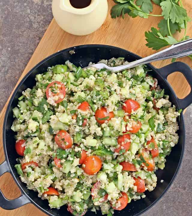 Quinoa Tabbouleh in a pan