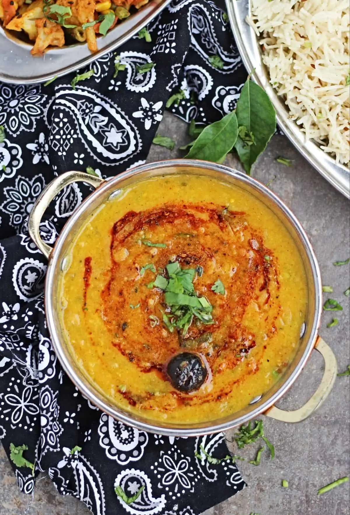 Mango dal with seasoning on top