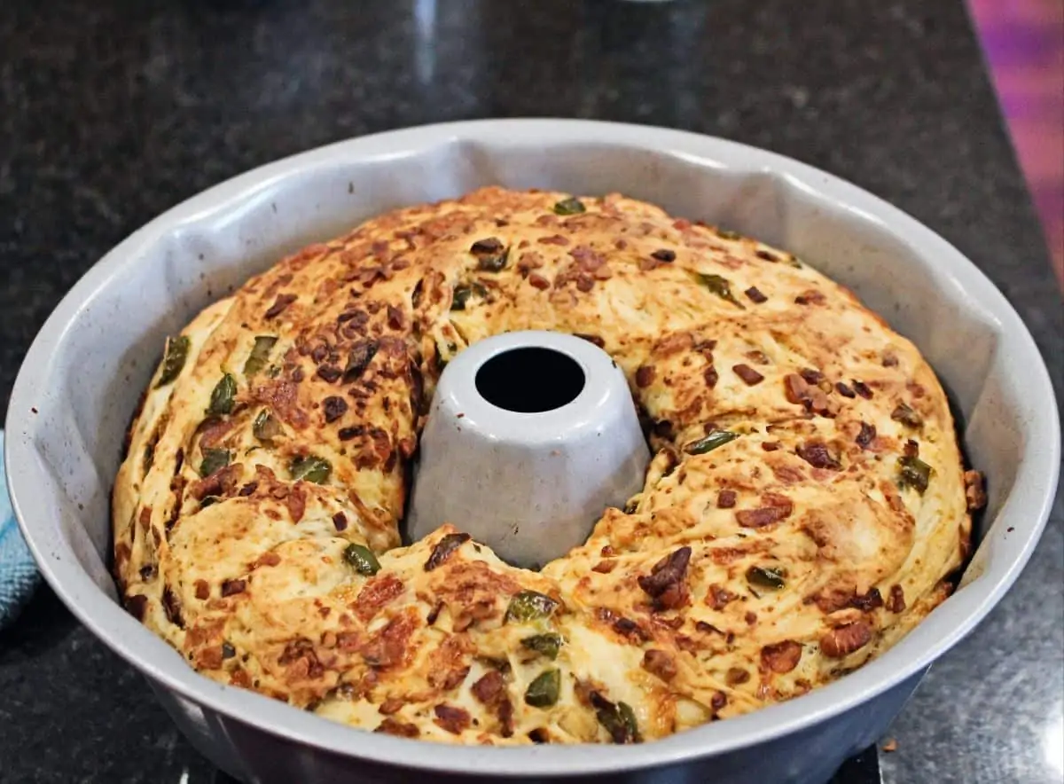 baked bread in a bundt / tube pan