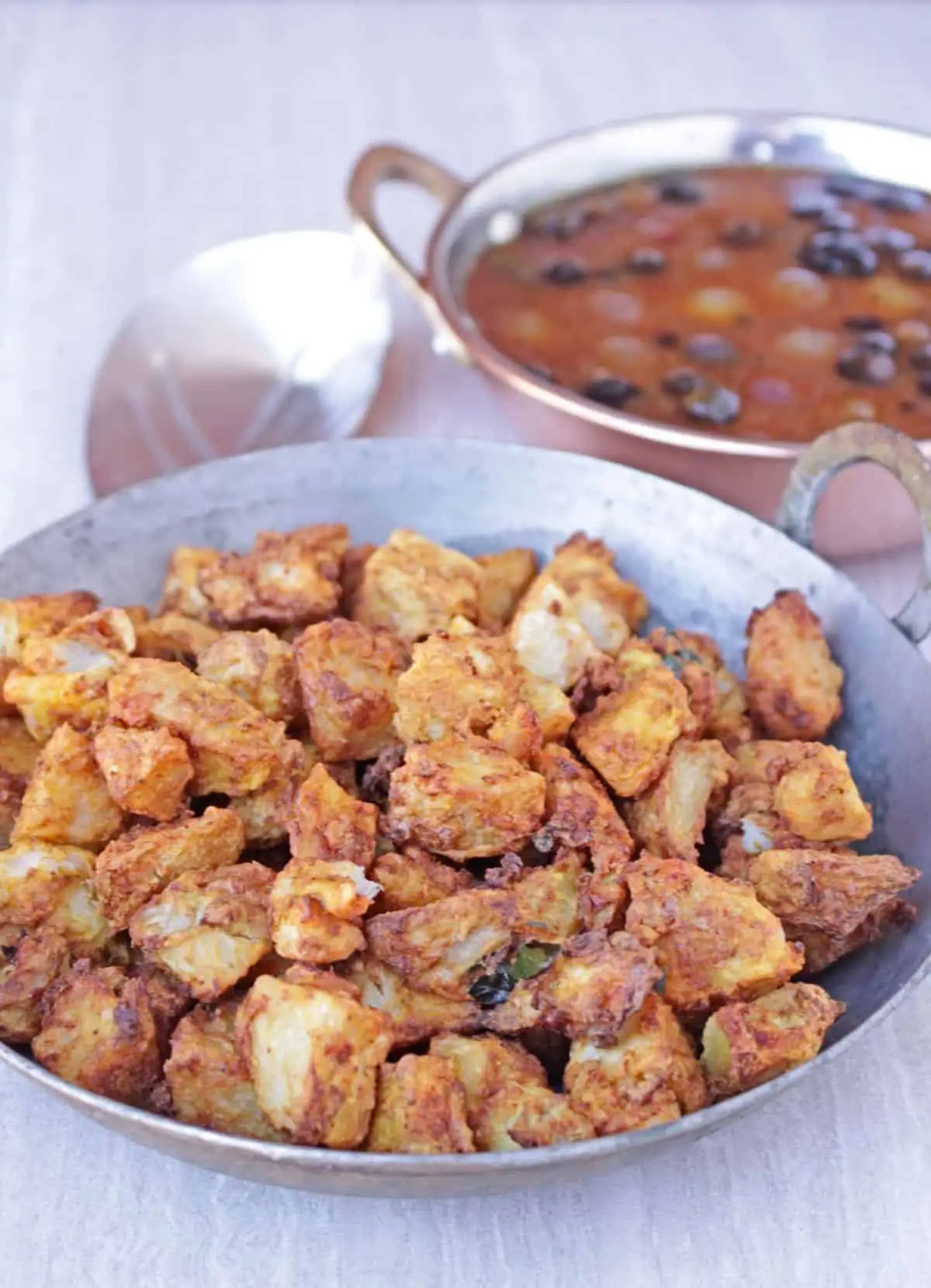 arbi fry in a pan