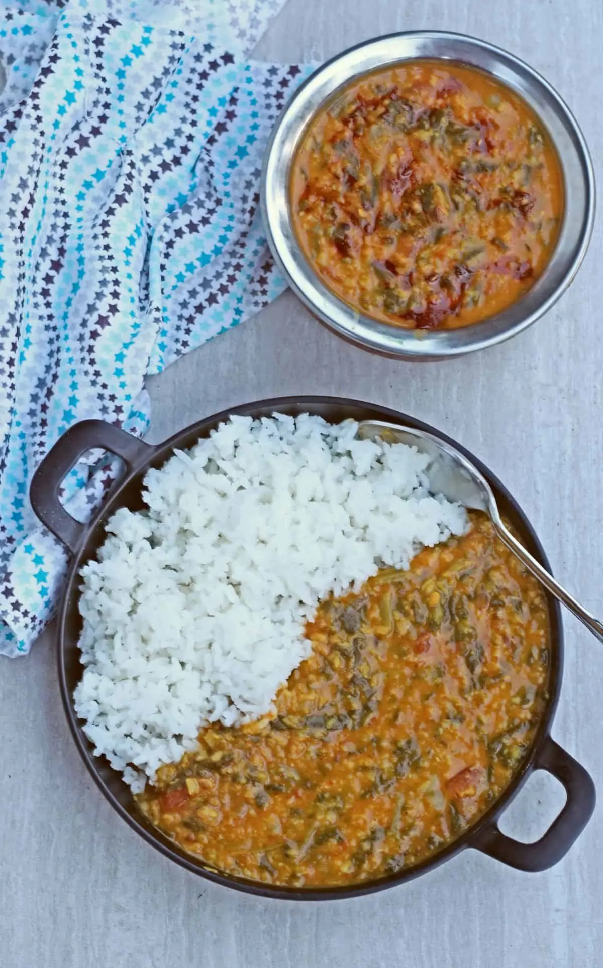 beet greens dal tadka with rice