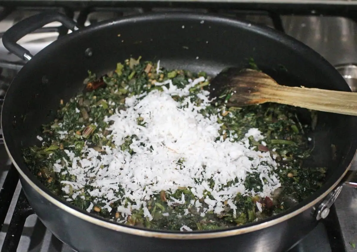 sauteed beetroot leaves with coconut