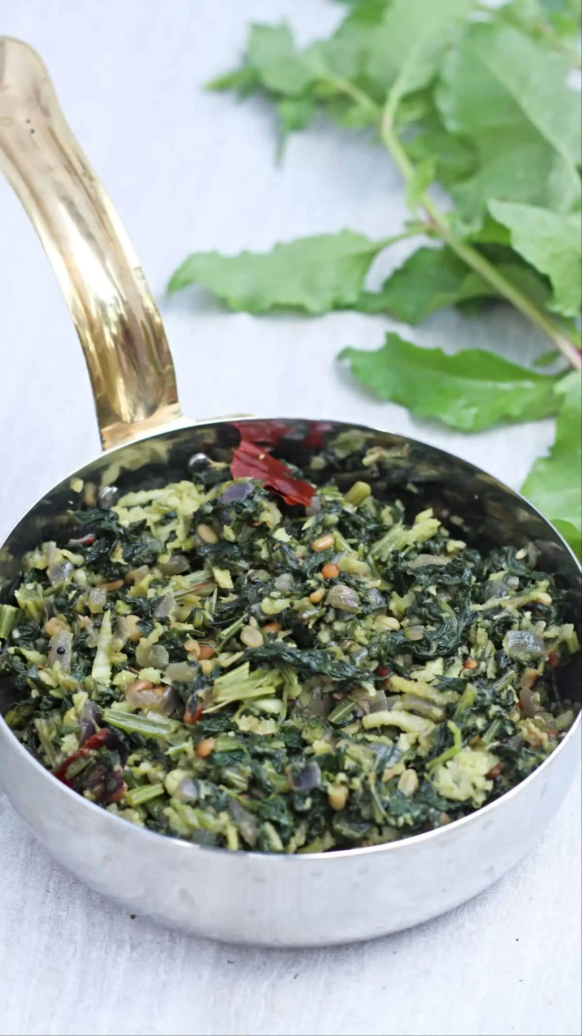 beet green stir fry in a bowl