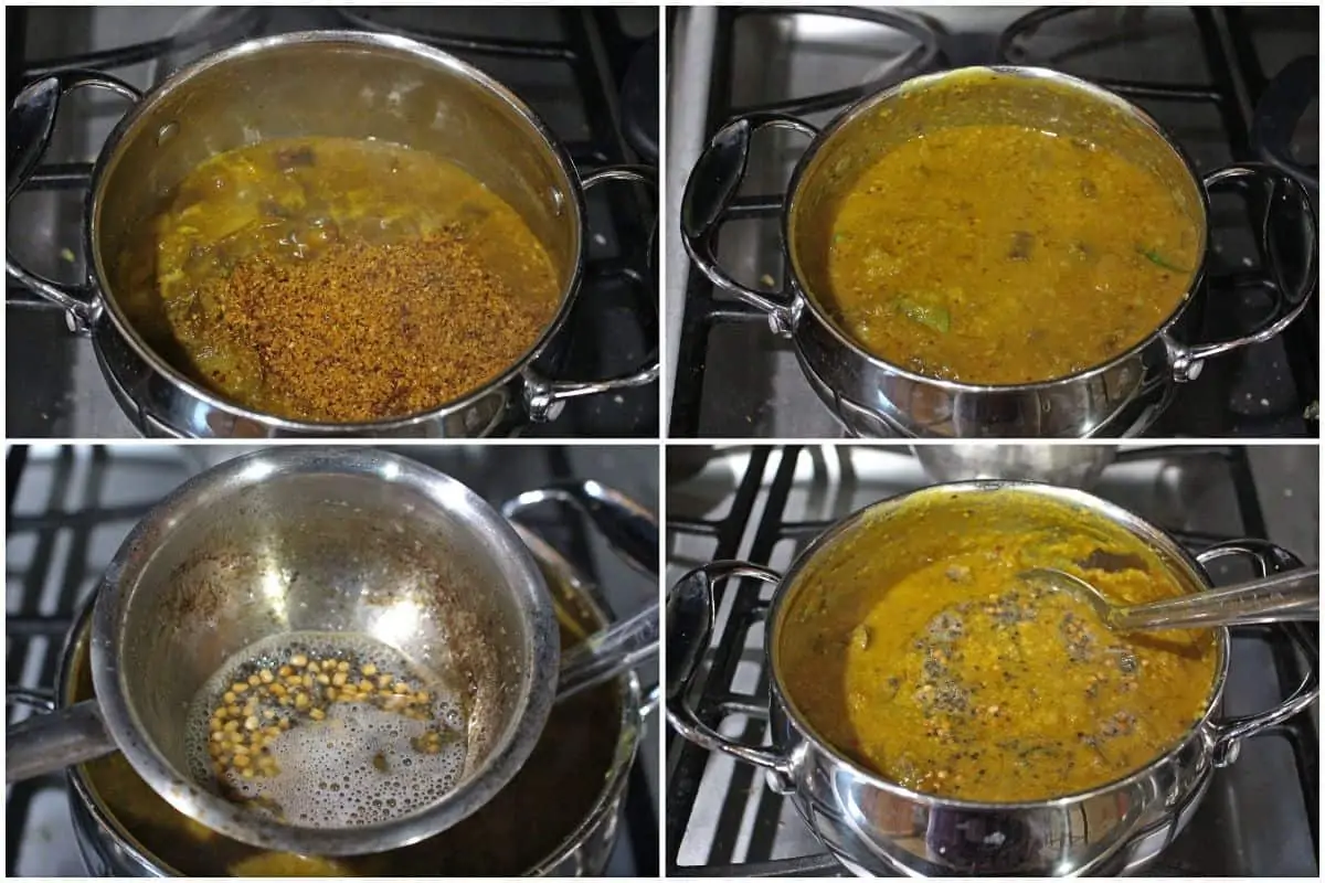 Process shot to make Kathirikai Rasavangi.