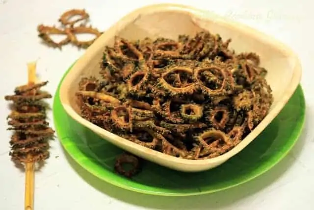 Bitter Gourd chips in a bowl.