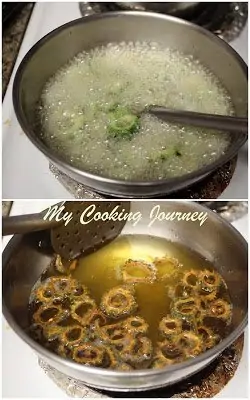 Frying the Bitter Gourd.