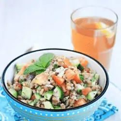 Barley Cucumber Salad served in bowl