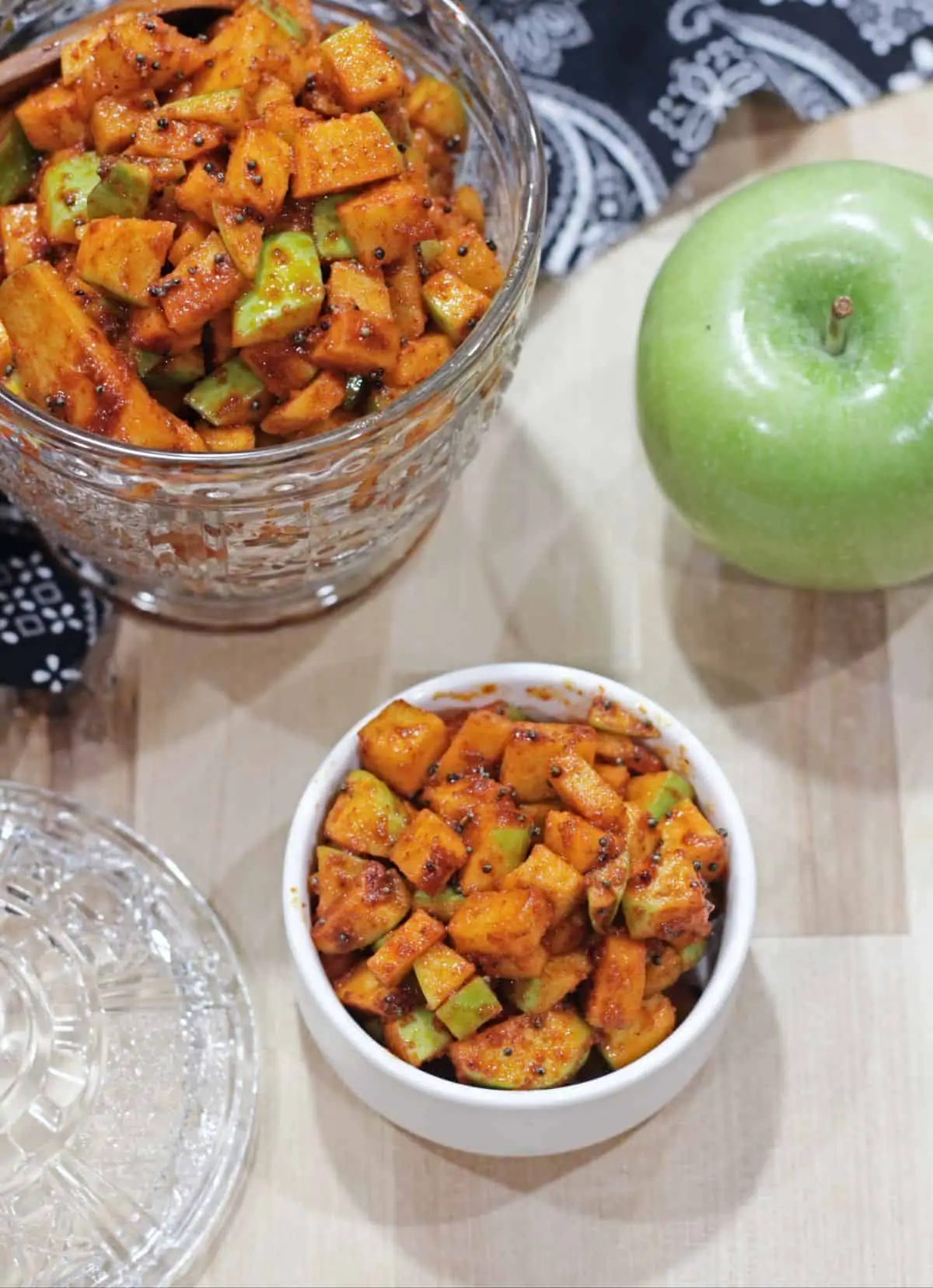 apple pickle in a bowl and jar