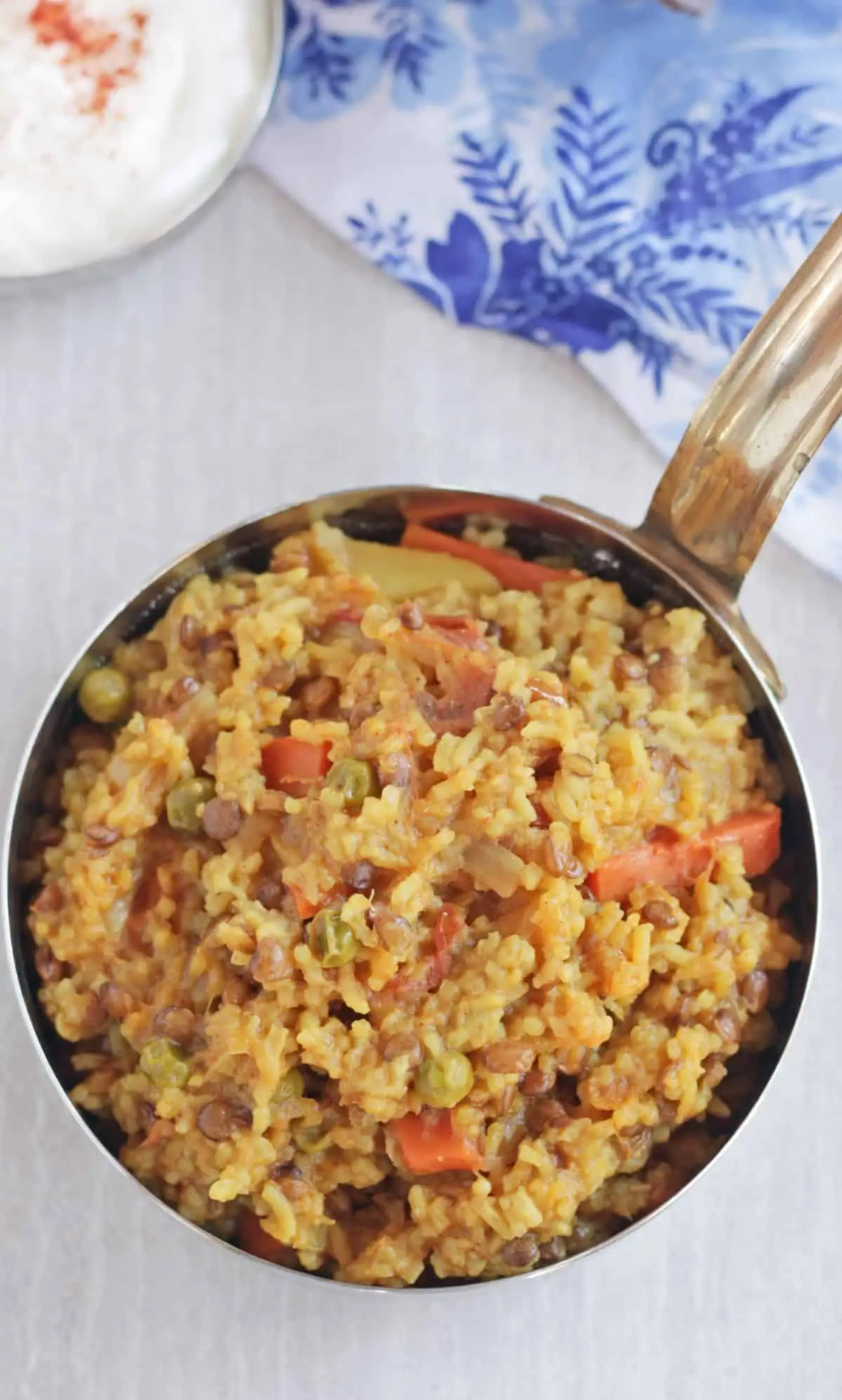 top view of khichdi in a bowl