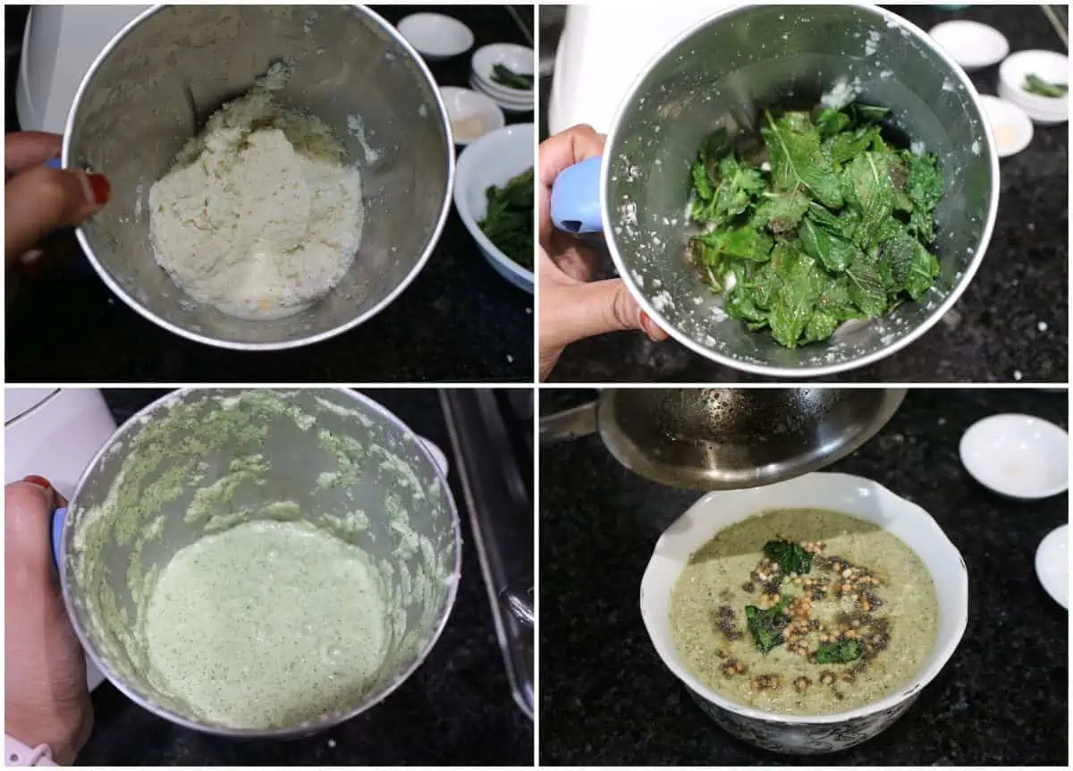 process shot to make pudina chutney