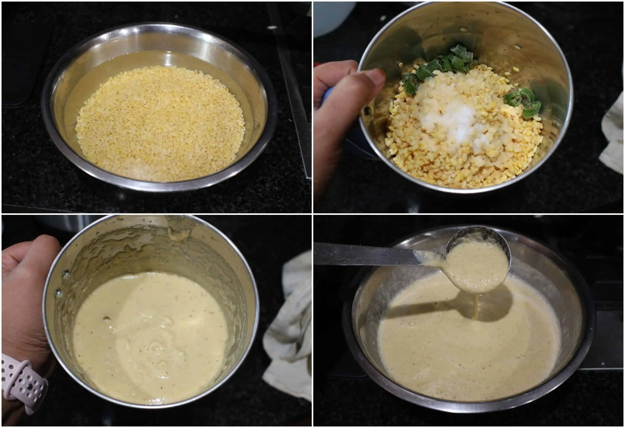 soaking lentil and grinding into batter