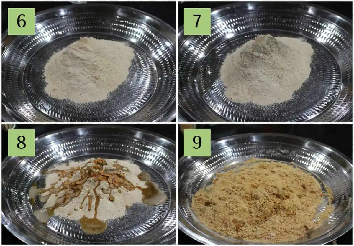 process shot to make ladoo.