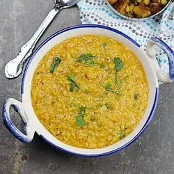 rasam rice in a bowl.