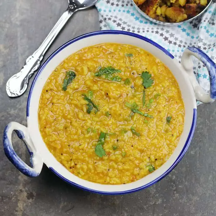 rasam rice in a bowl.