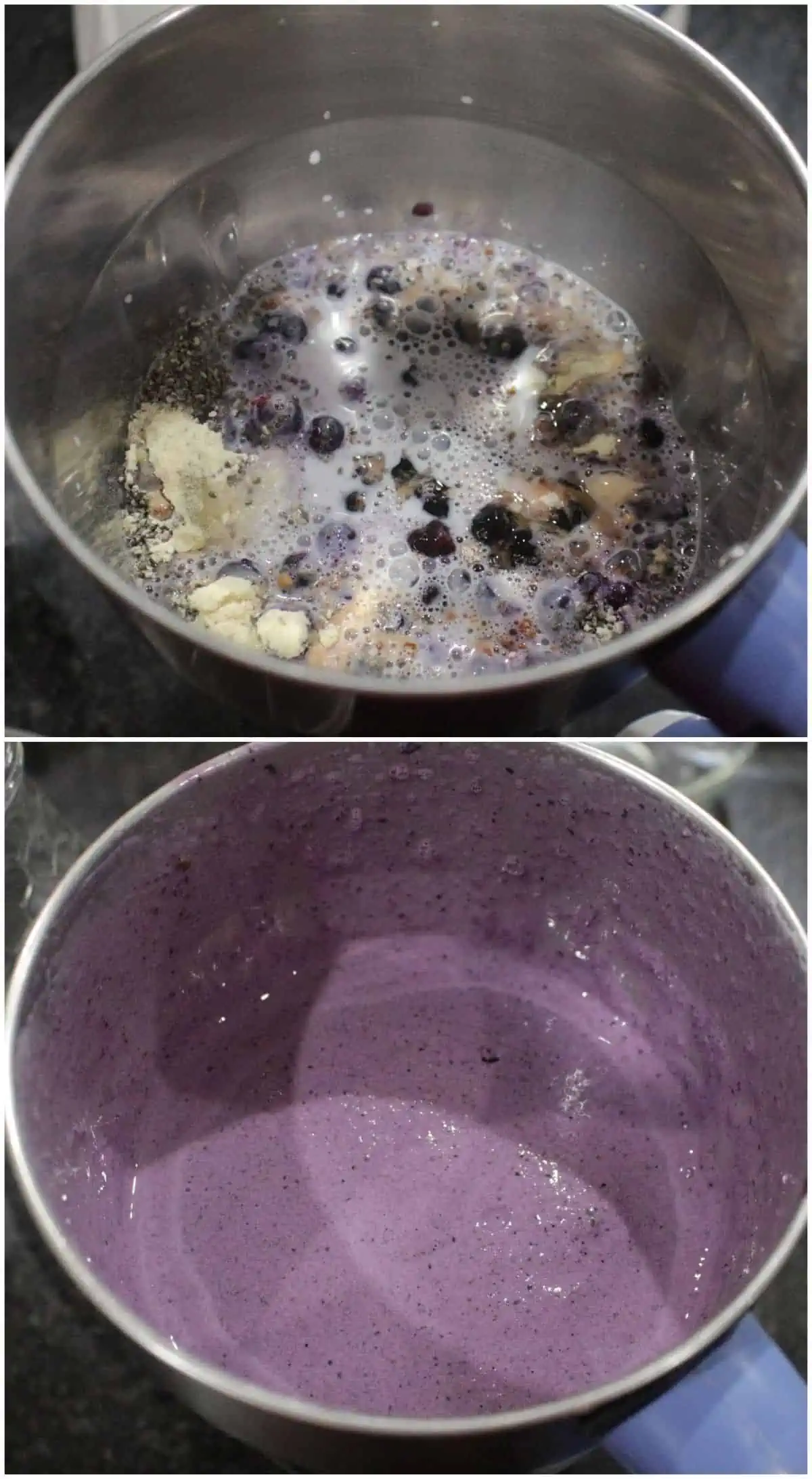 Ingredients in a blender jar to make smoothie.