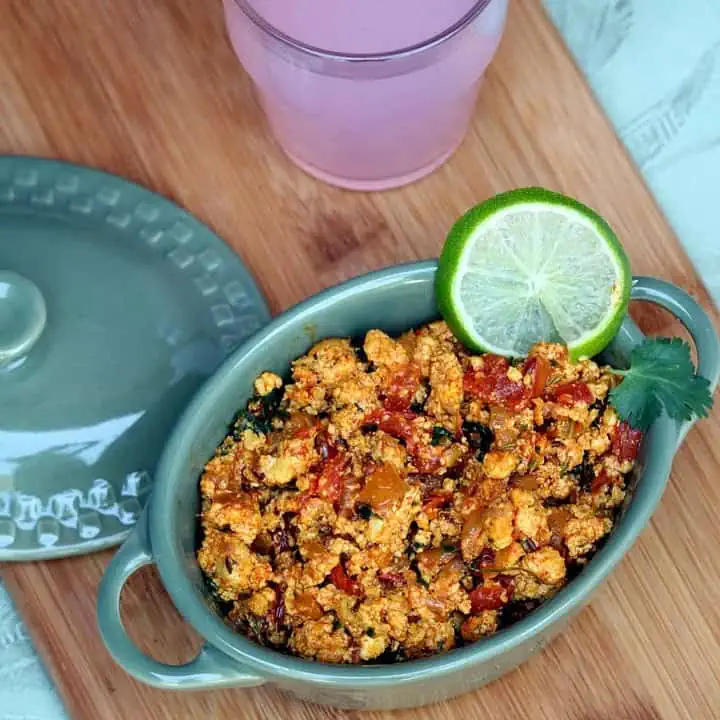 Paneer Bhurji in a bowl