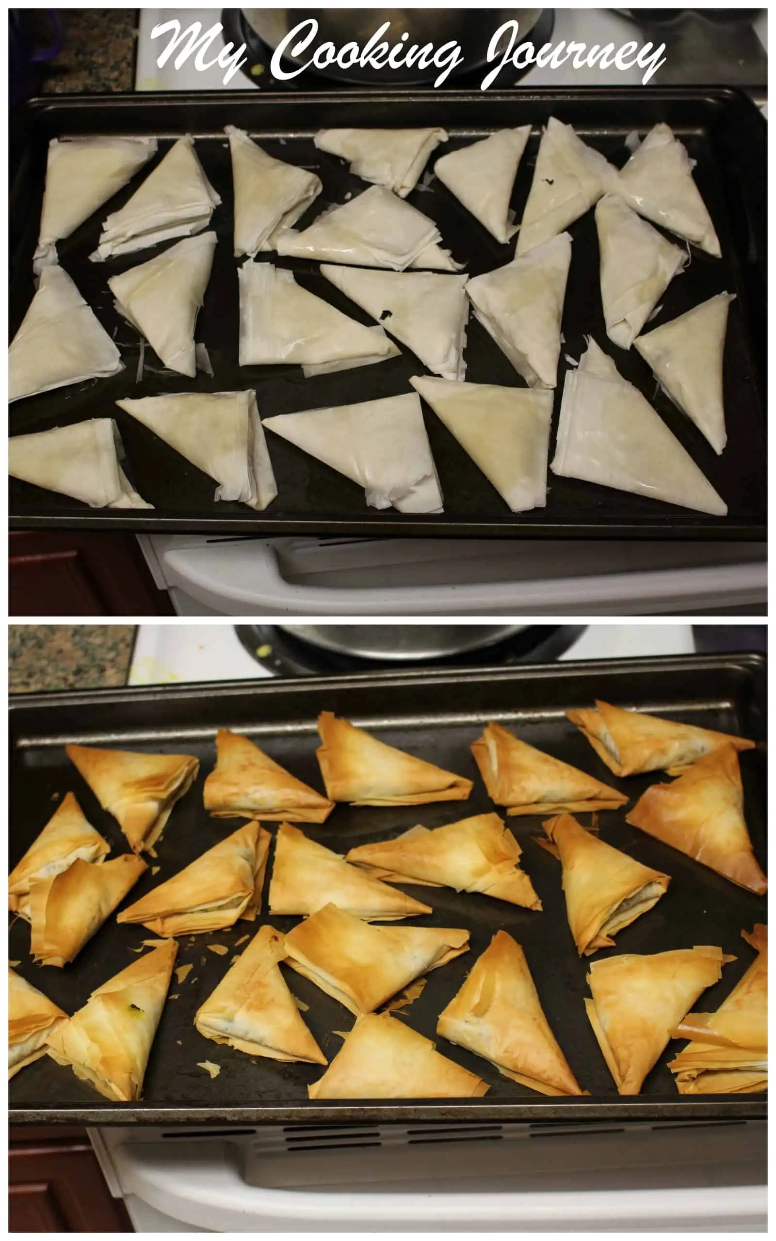 Baking the samosas