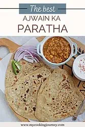 Ajwain ka paratha with overlaying text.