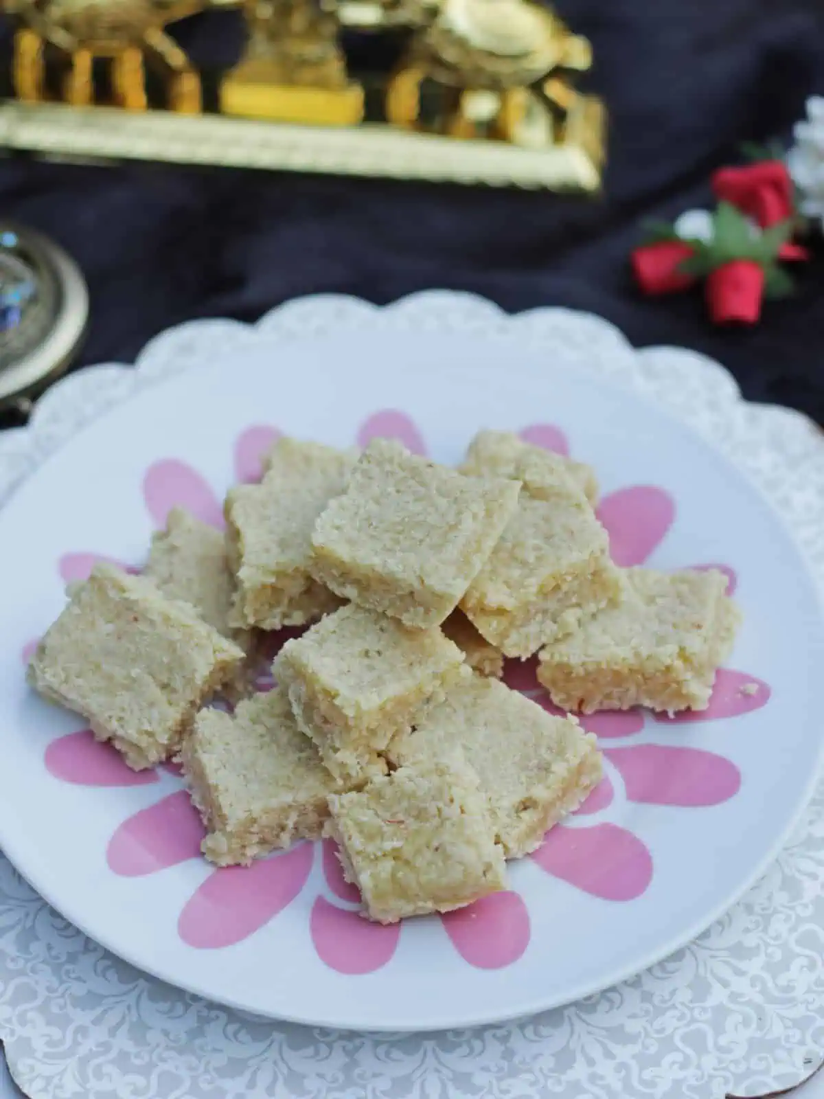 coconut almond burfi for Diwali.