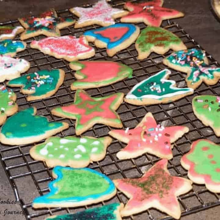 Christmas Sugar Cookies on a rack - Feature Image