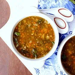 Chinese Hot And Sour Soup - Vegetable Hot And Sour Soup in a bowl - Featured Image