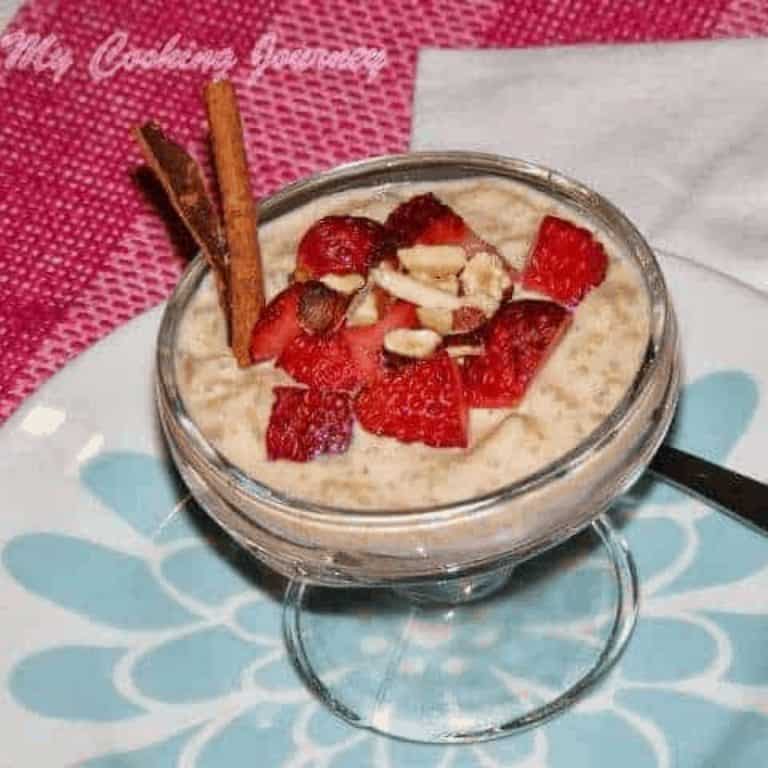 Rice Condé Sundae in a glass bowl - Feature Image