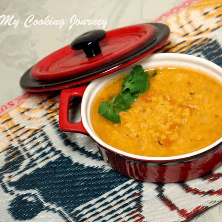 Nimbu Dal in a Red Cast Iron Bowl - Feature Image