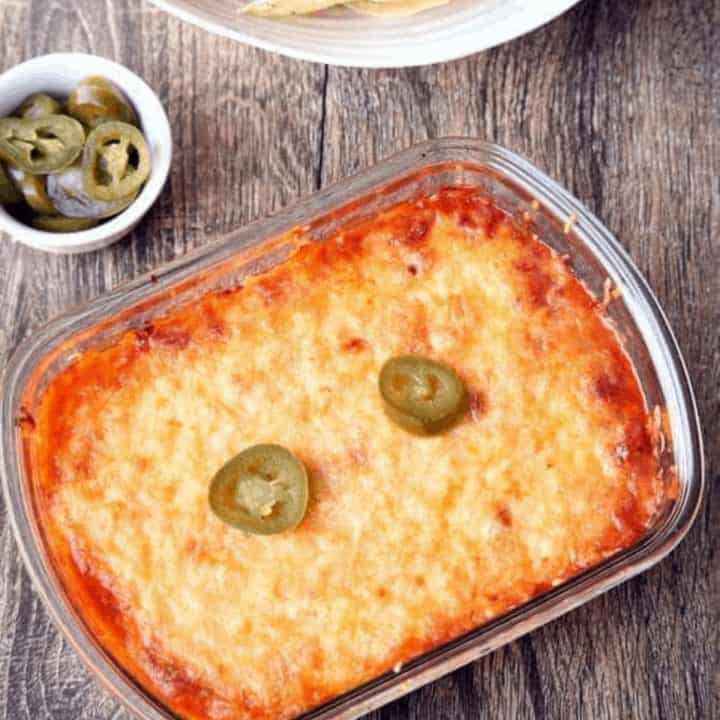 Refried Beans Dip in a glass tray - Feature Image