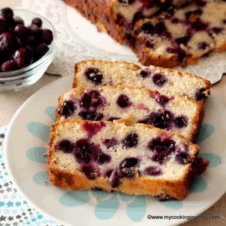 Lemon Blueberry Bread in a plate - Feature Image
