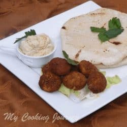 Homemade Vegetarian Falafel with pita and hummus on the side - Feature Image