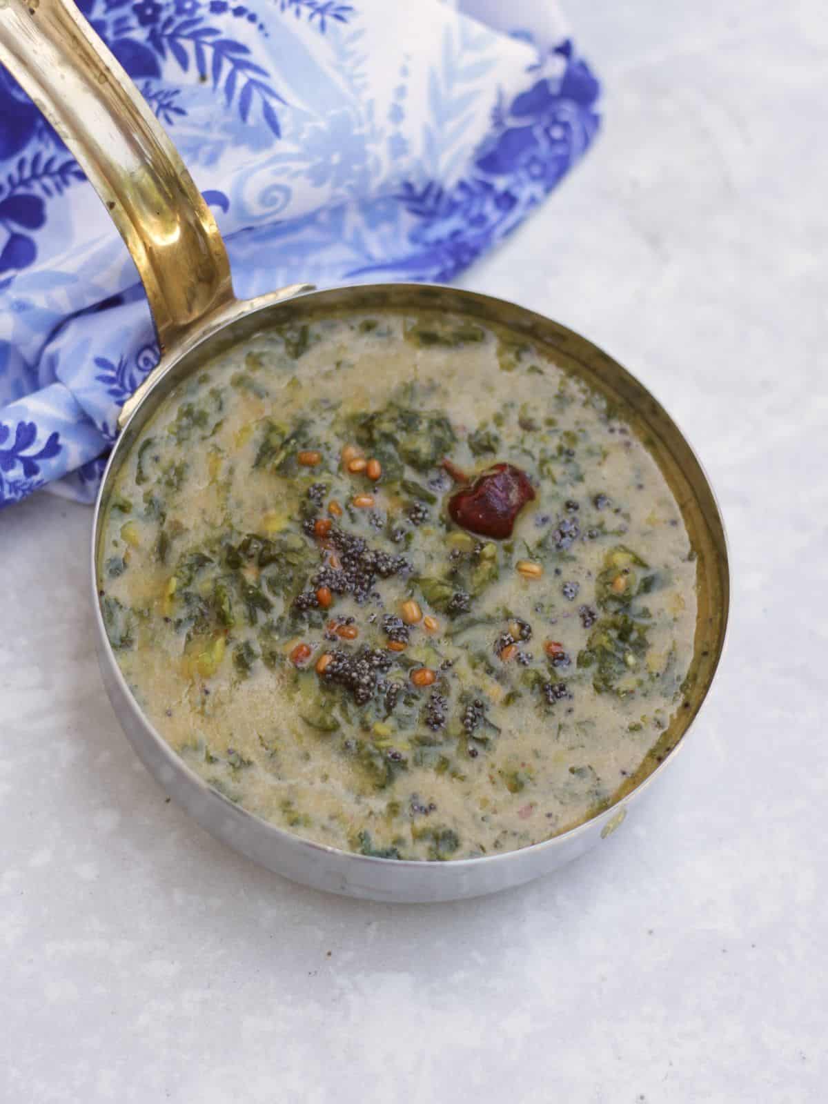 Poricha kuzhambu with kale.