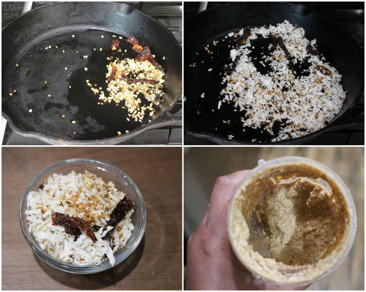 process shot to fry the spices.