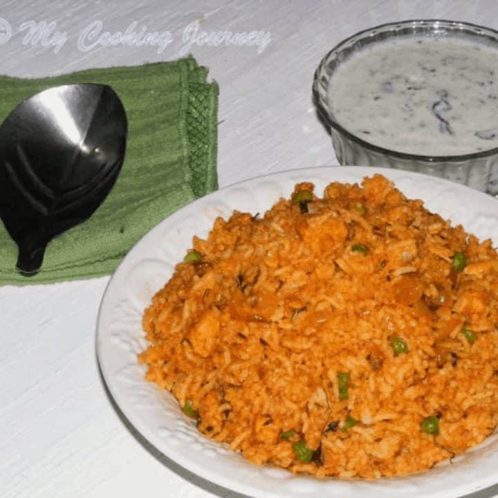 Tamatari Kasoori Pulao in a white plate - Feature Image